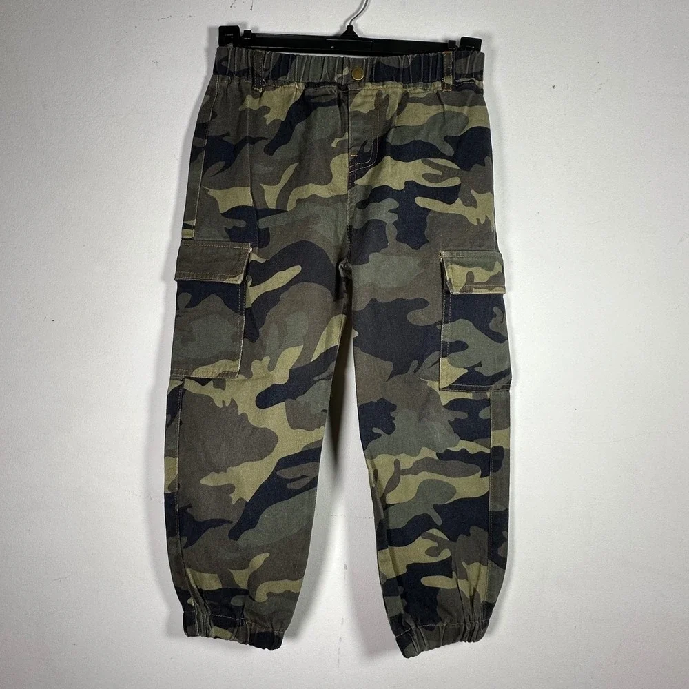 Kids Camo Cargo Jogger dance hip hop solo Pants Camouflage Utility Size 6Y